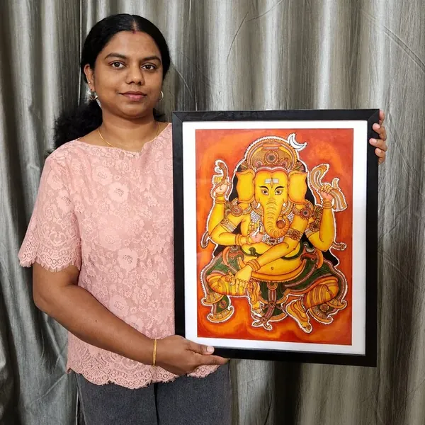 Student Gopika with her Ganesha mural